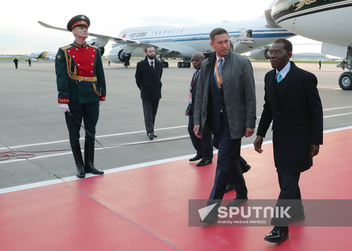 President of Equatorial Guinea Teodoro Obiang Nguema Mbasogo arrives in Moscow to attend 80th anniversary of Victory