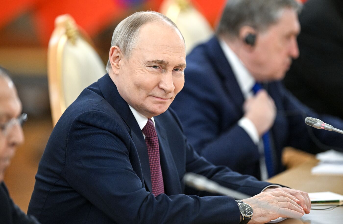 President of Russia Vladimir Putin meets with President of Mongolia Ukhnaagiin Khurelsukh
