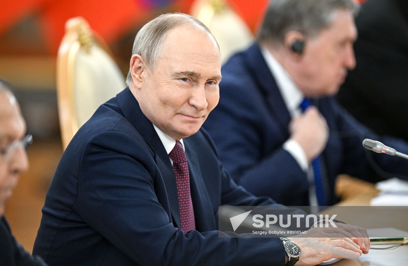 President of Russia Vladimir Putin meets with President of Mongolia Ukhnaagiin Khurelsukh