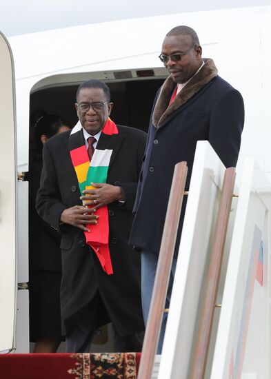 Arrival of President of the Republic of Zimbabwe Emmerson Mnangagwa in Moscow for 80th anniversary of Victory