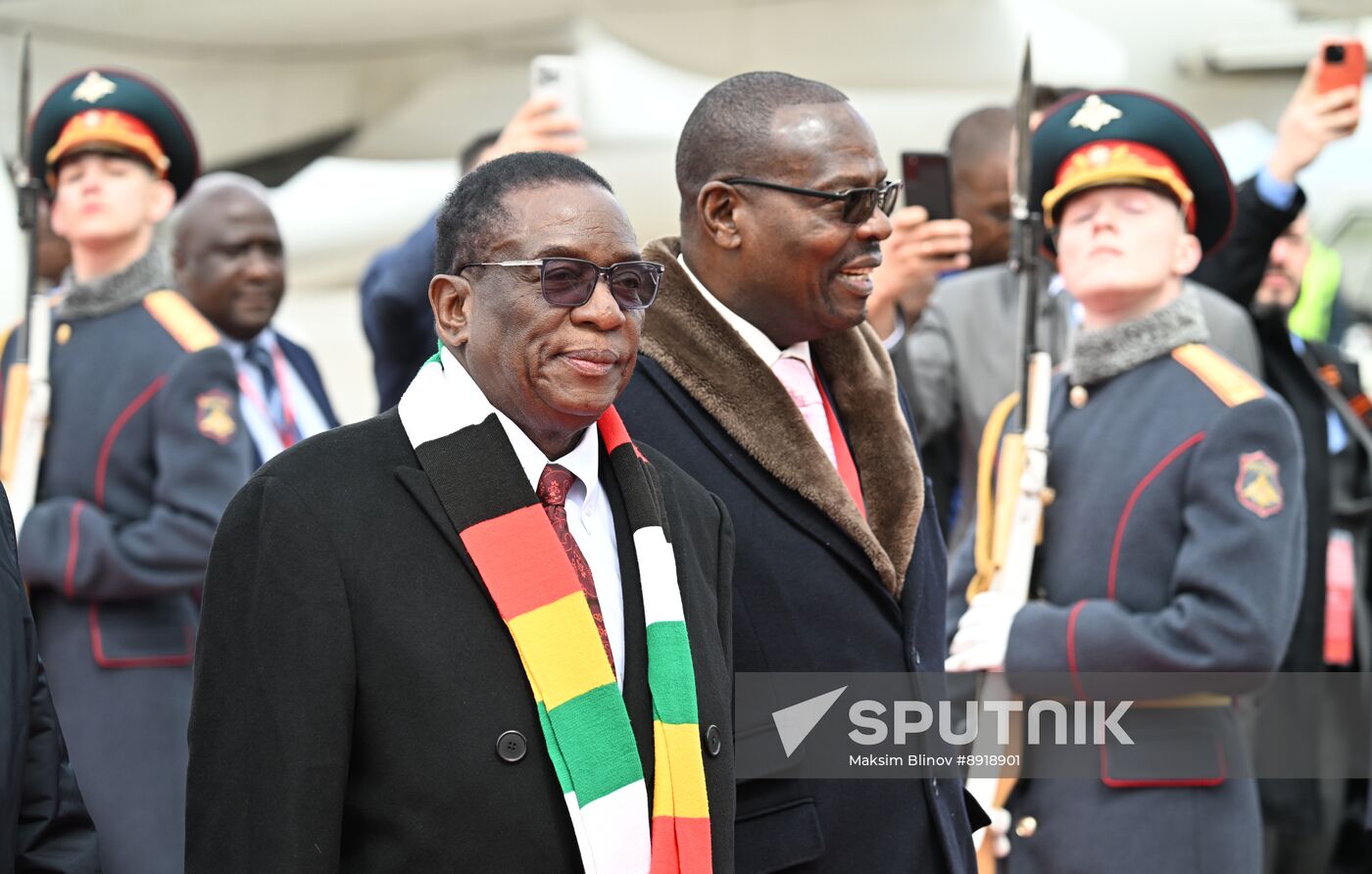 Arrival of President of the Republic of Zimbabwe Emmerson Mnangagwa in Moscow for 80th anniversary of Victory