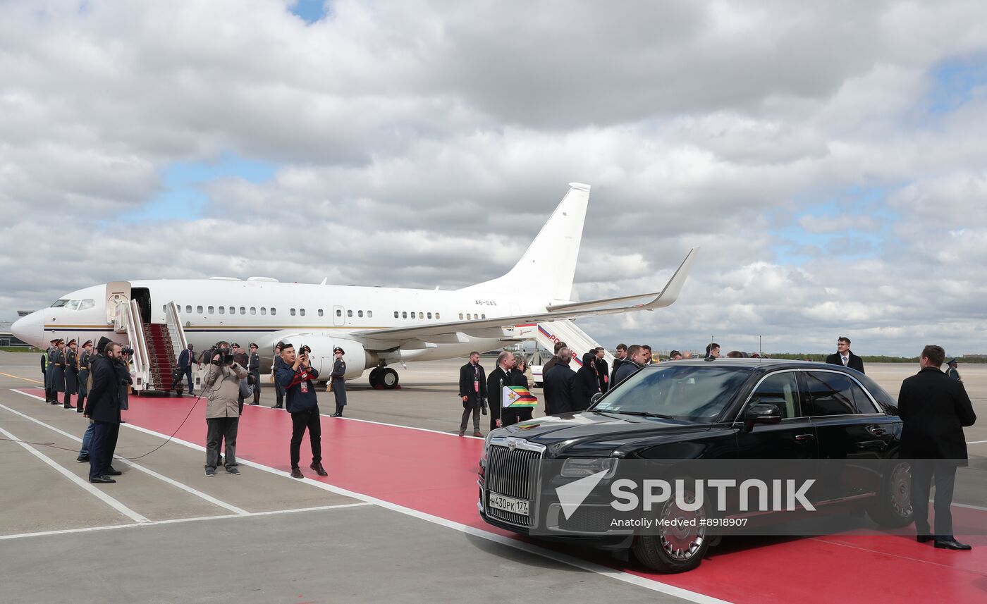 Arrival of President of the Republic of Zimbabwe Emmerson Mnangagwa in Moscow for 80th anniversary of Victory