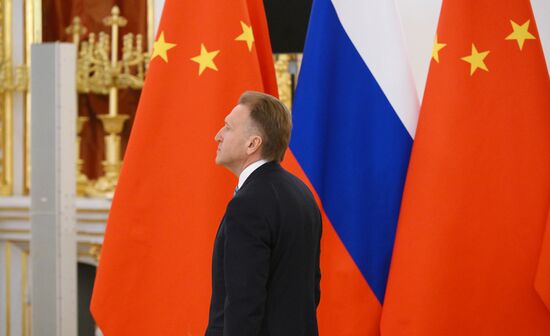 May 8, 2025. VEB.RF Chairman Igor Shuvalov before a ceremony of exchanging documents after Russia-China talks. Location: Russia, Moscow. Author: Alexandr Kryazhev/Sputnik. President of China Xi Jinping's official visit to Russia
