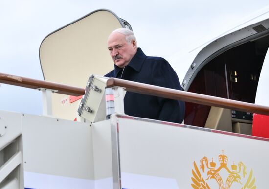 Arrival of President of Belarus Alexander Lukashenko in Moscow for 80th anniversary of Victory