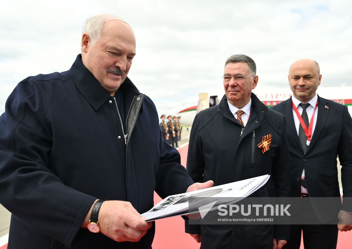 Arrival of President of Belarus Alexander Lukashenko in Moscow for 80th anniversary of Victory