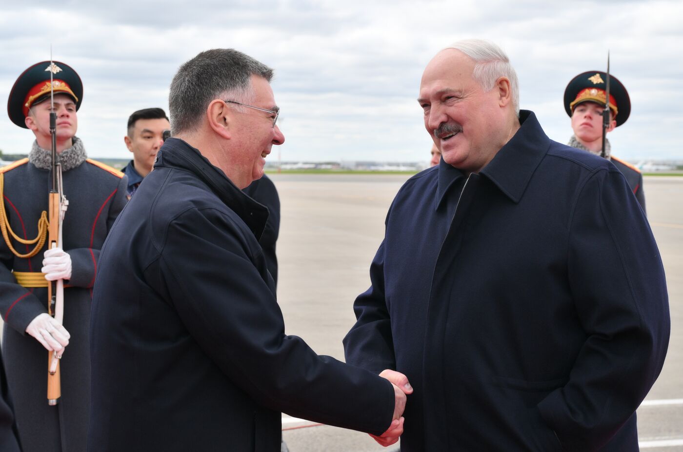 Arrival of President of Belarus Alexander Lukashenko in Moscow for 80th anniversary of Victory