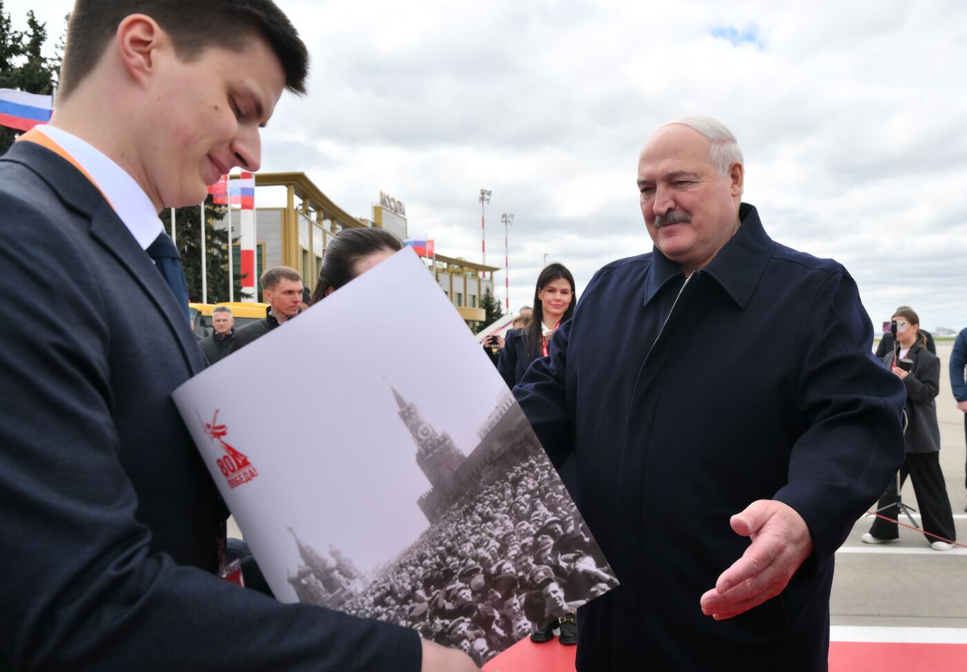 Arrival of President of Belarus Alexander Lukashenko in Moscow for 80th anniversary of Victory