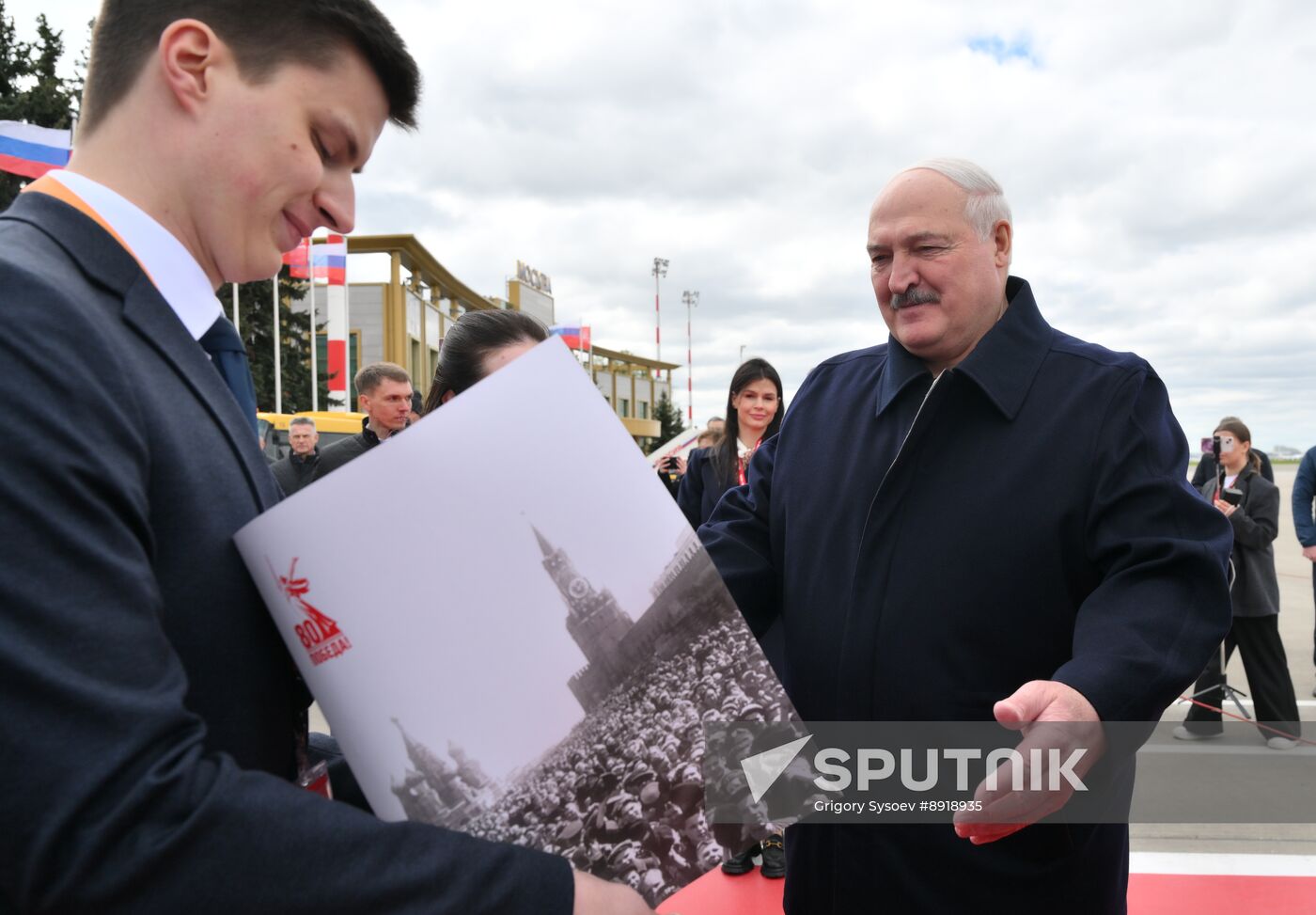 Arrival of President of Belarus Alexander Lukashenko in Moscow for 80th anniversary of Victory