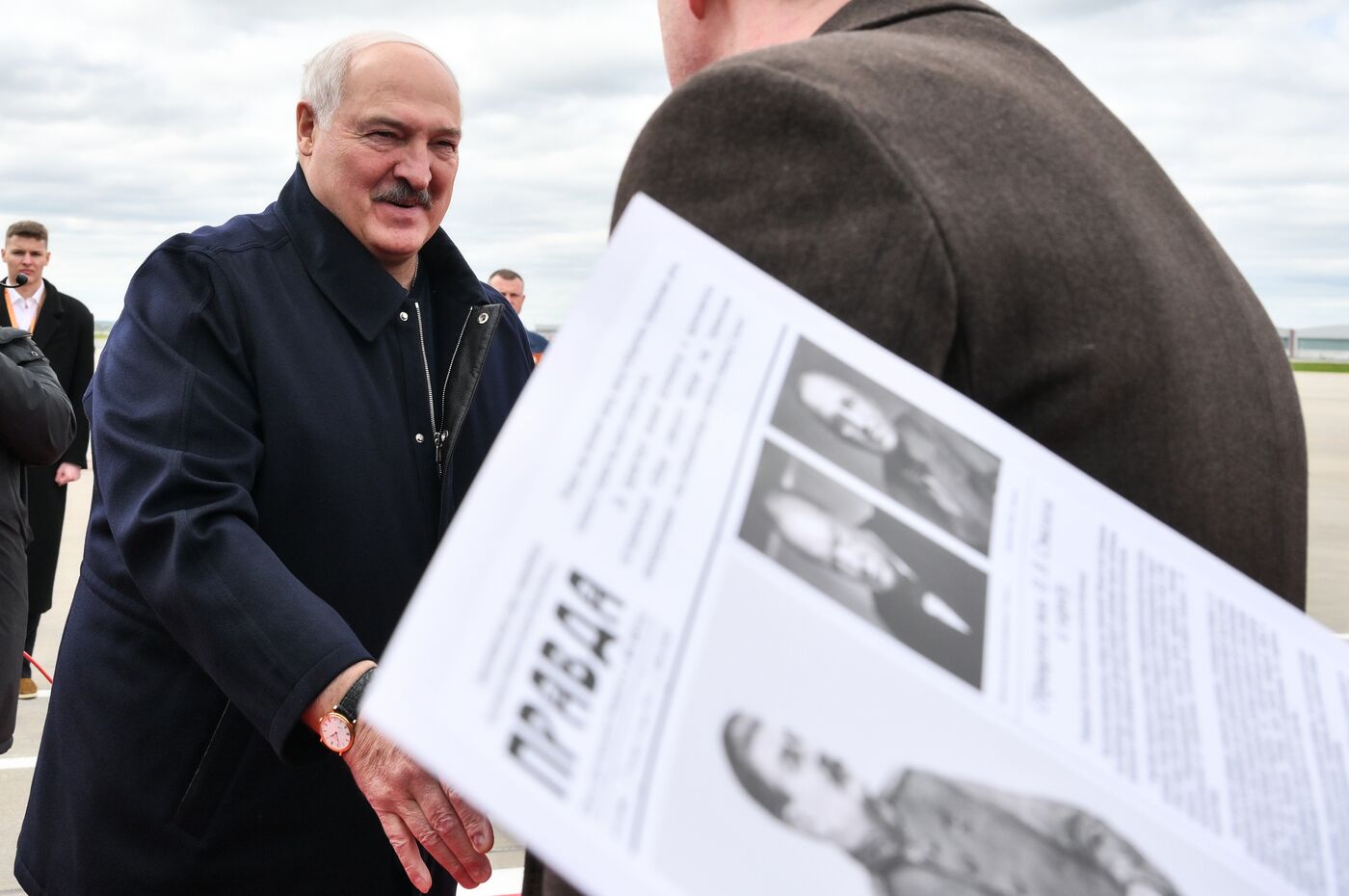Arrival of President of Belarus Alexander Lukashenko in Moscow for 80th anniversary of Victory