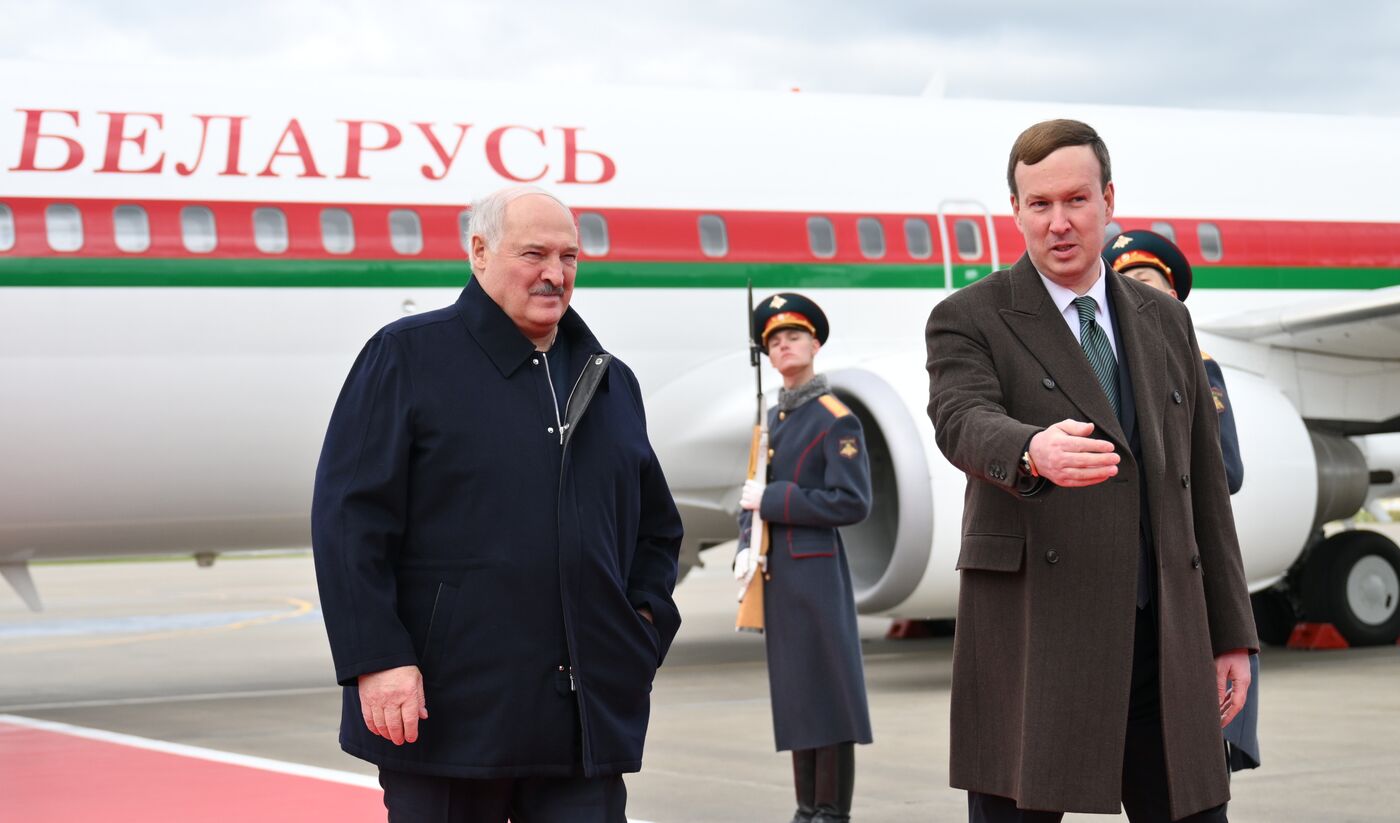 Arrival of President of Belarus Alexander Lukashenko in Moscow for 80th anniversary of Victory