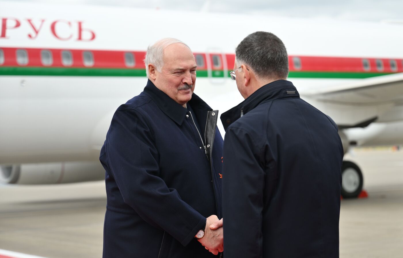 Arrival of President of Belarus Alexander Lukashenko in Moscow for 80th anniversary of Victory