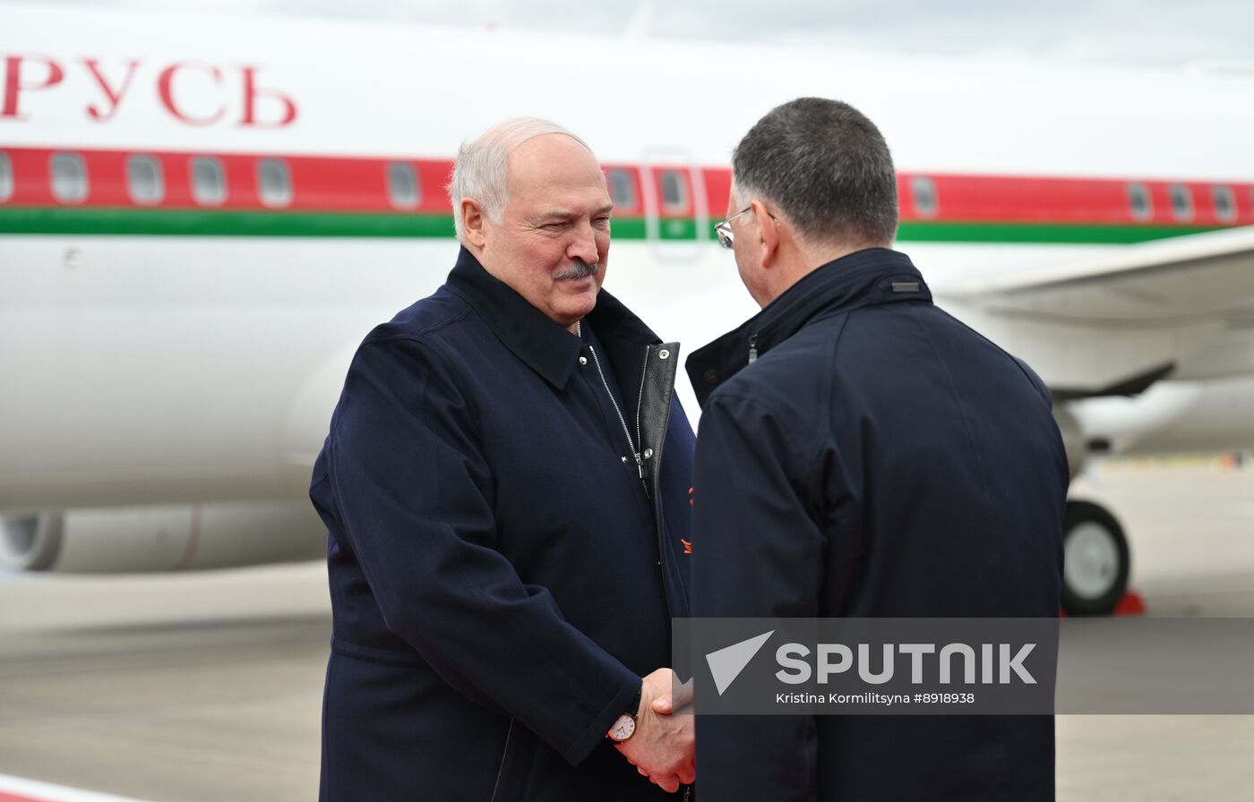 Arrival of President of Belarus Alexander Lukashenko in Moscow for 80th anniversary of Victory