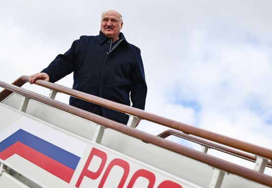 Arrival of President of Belarus Alexander Lukashenko in Moscow for 80th anniversary of Victory