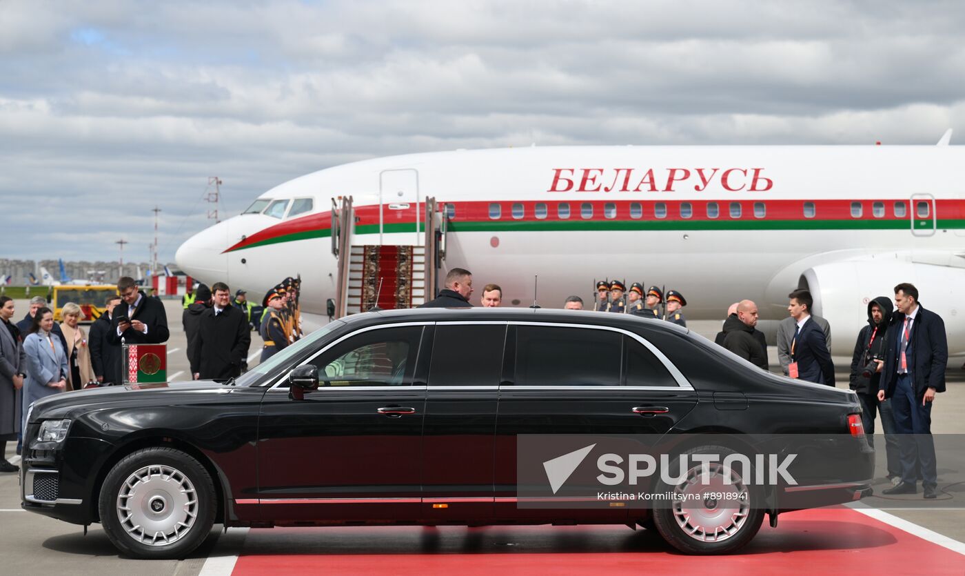 Arrival of President of Belarus Alexander Lukashenko in Moscow for 80th anniversary of Victory