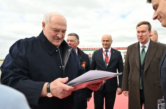 Arrival of President of Belarus Alexander Lukashenko in Moscow for 80th anniversary of Victory