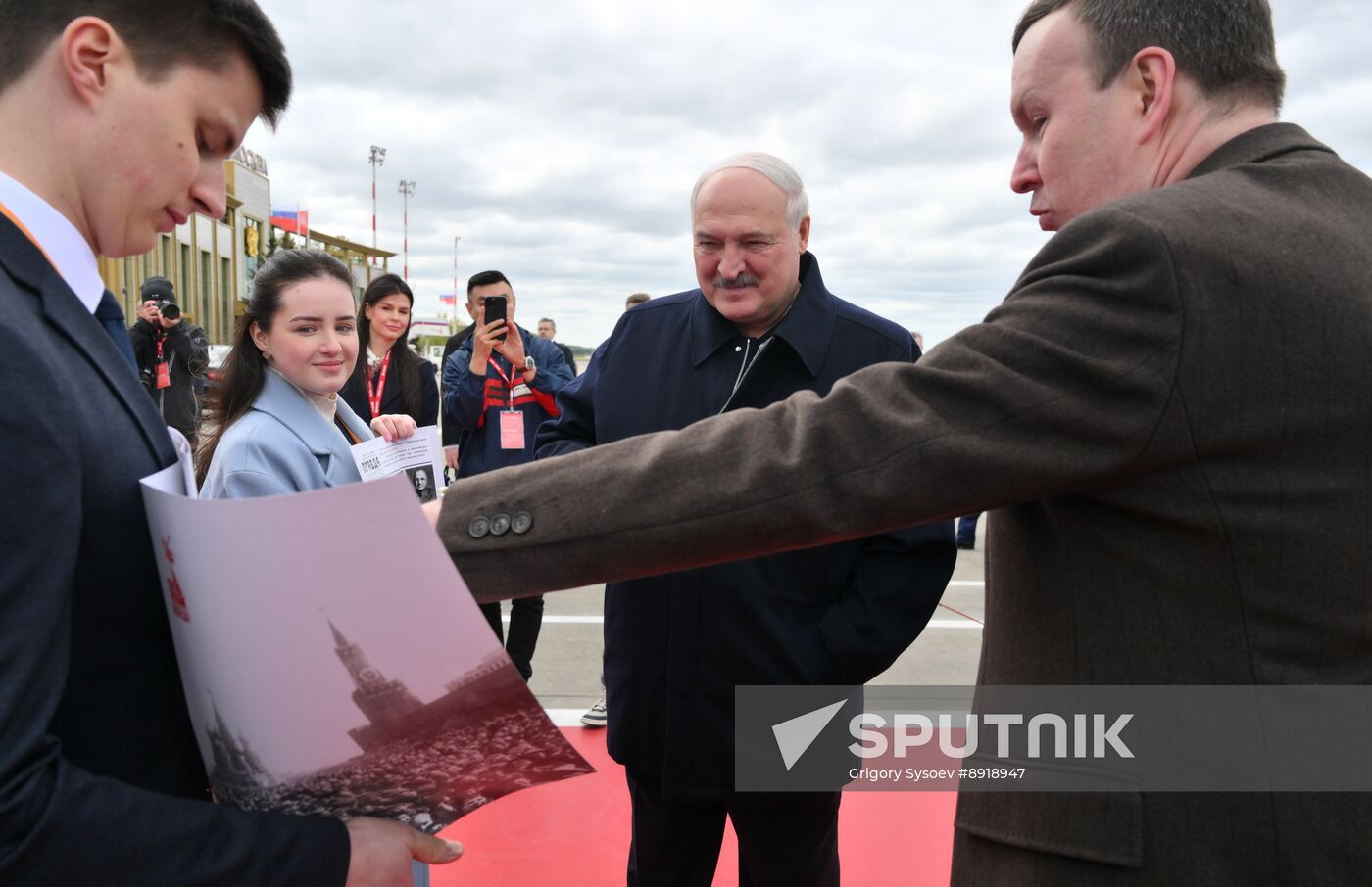Arrival of President of Belarus Alexander Lukashenko in Moscow for 80th anniversary of Victory