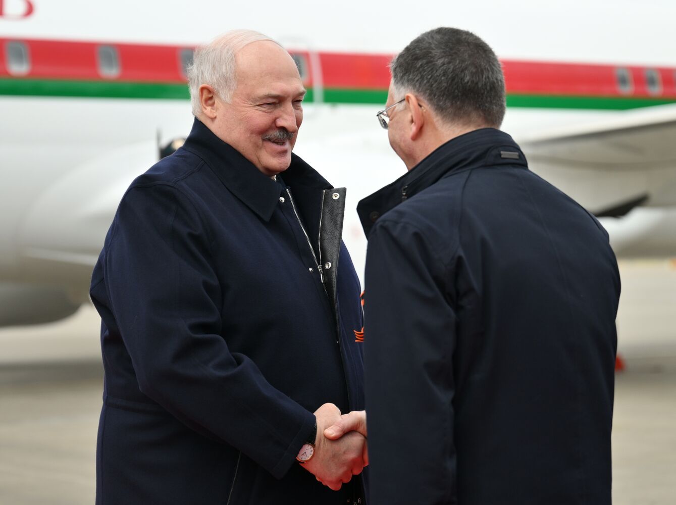 Arrival of President of Belarus Alexander Lukashenko in Moscow for 80th anniversary of Victory