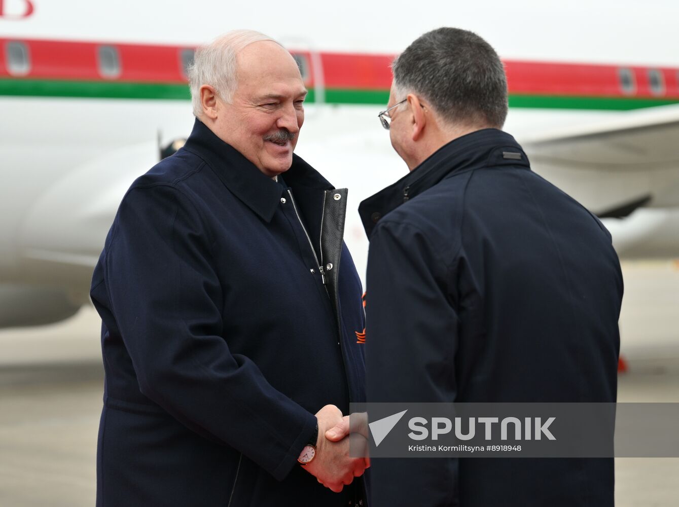 Arrival of President of Belarus Alexander Lukashenko in Moscow for 80th anniversary of Victory