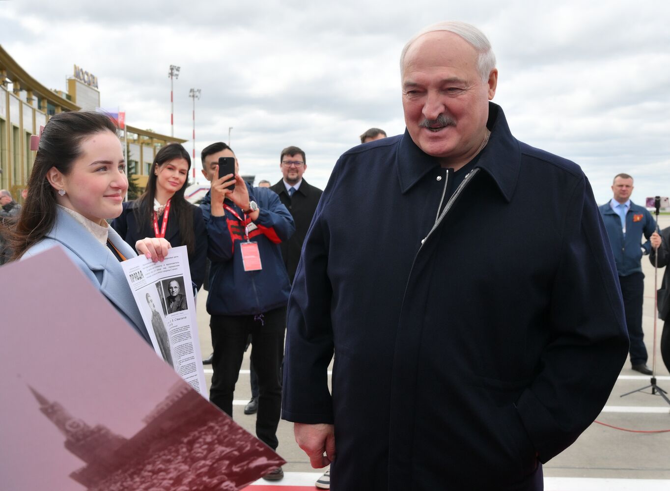 Arrival of President of Belarus Alexander Lukashenko in Moscow for 80th anniversary of Victory