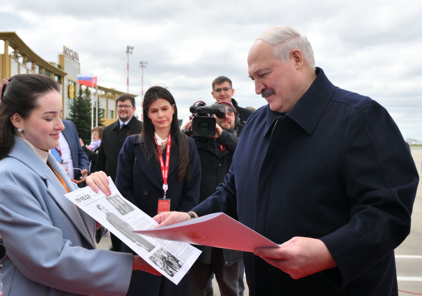 Arrival of President of Belarus Alexander Lukashenko in Moscow for 80th anniversary of Victory
