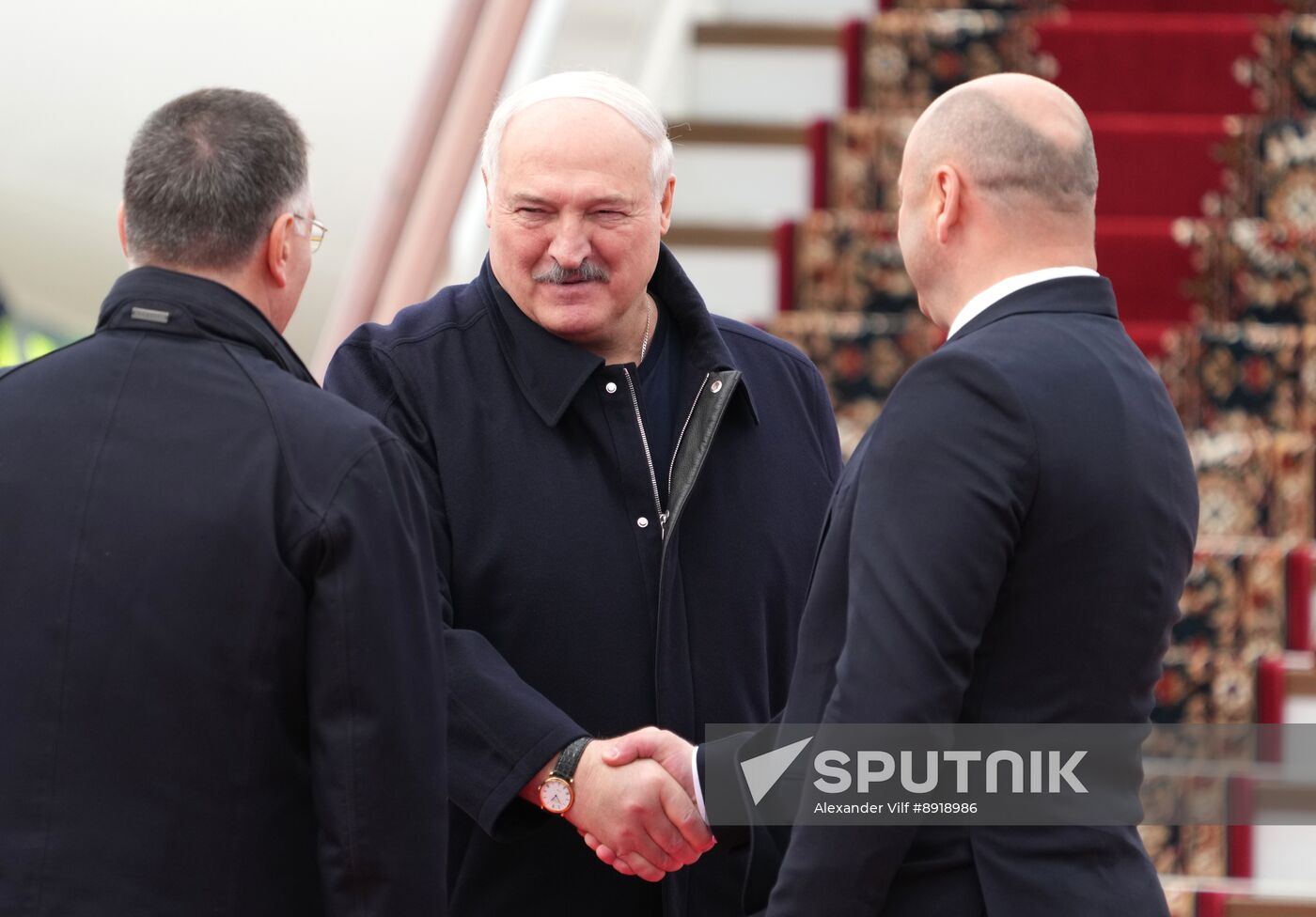 Arrival of President of Belarus Alexander Lukashenko in Moscow for 80th anniversary of Victory