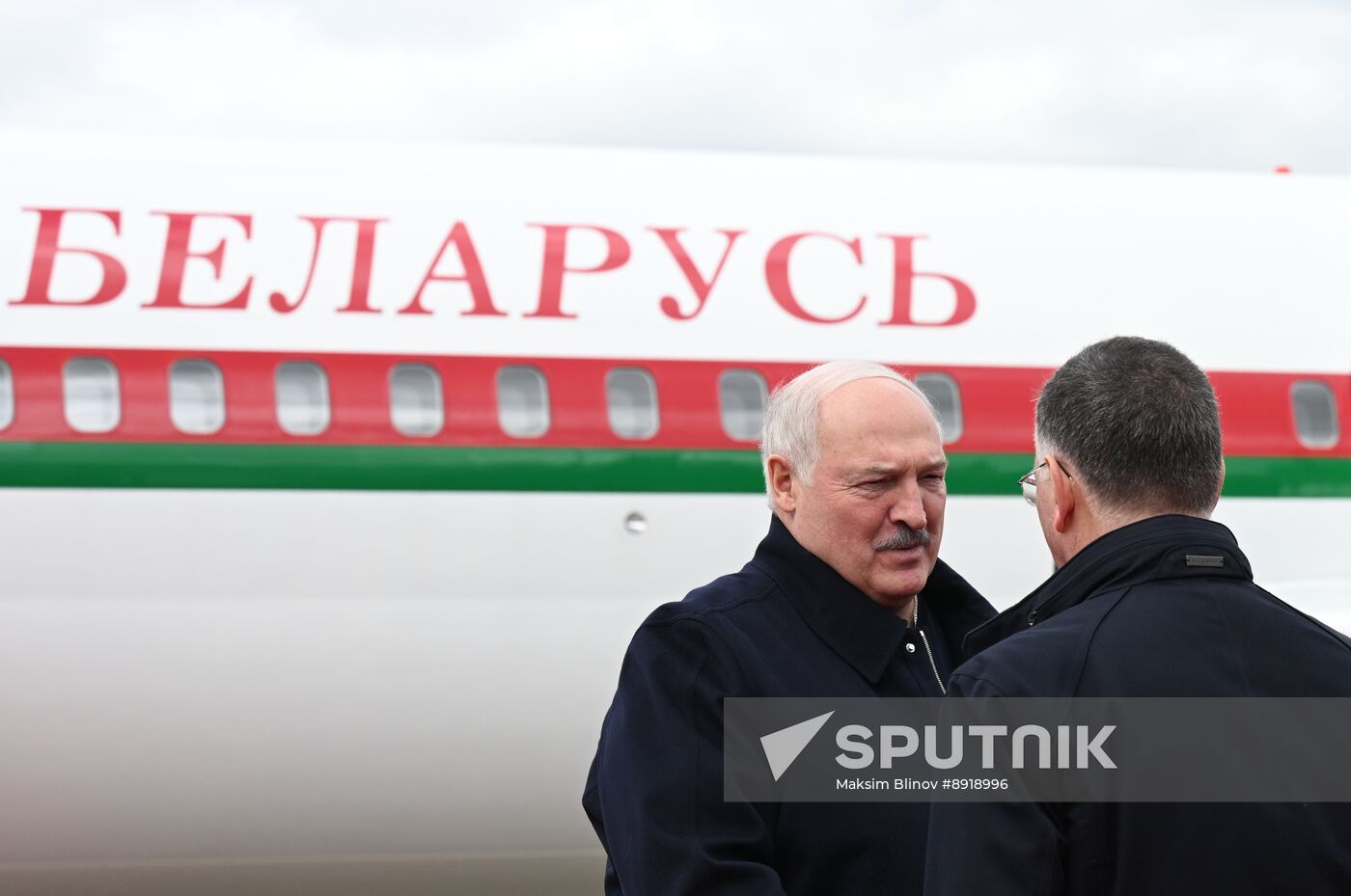 Arrival of President of Belarus Alexander Lukashenko in Moscow for 80th anniversary of Victory