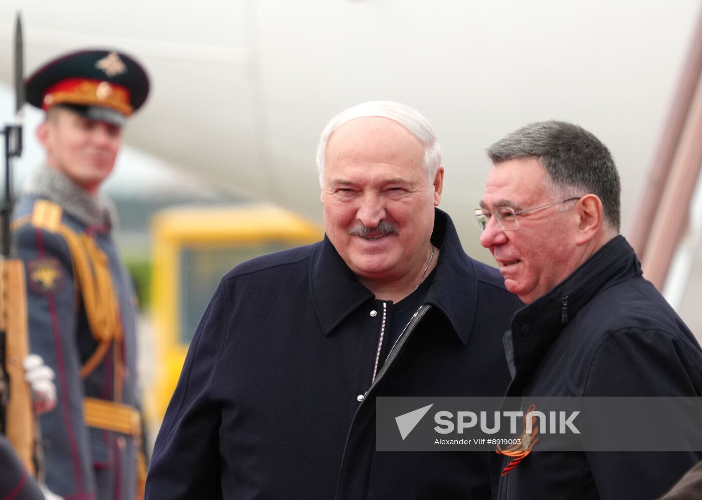 Arrival of President of Belarus Alexander Lukashenko in Moscow for 80th anniversary of Victory