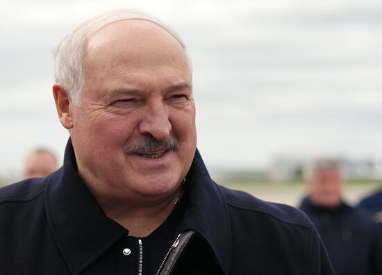 Arrival of President of Belarus Alexander Lukashenko in Moscow for 80th anniversary of Victory