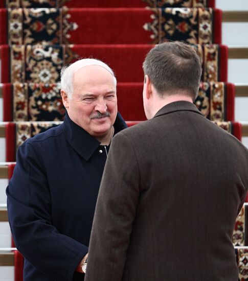 Arrival of President of Belarus Alexander Lukashenko in Moscow for 80th anniversary of Victory