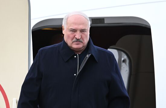 Arrival of President of Belarus Alexander Lukashenko in Moscow for 80th anniversary of Victory