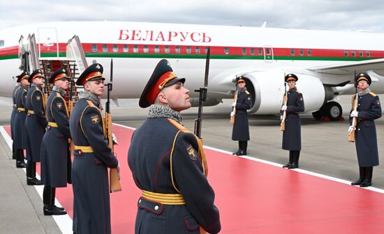 Arrival of President of Belarus Alexander Lukashenko in Moscow for 80th anniversary of Victory