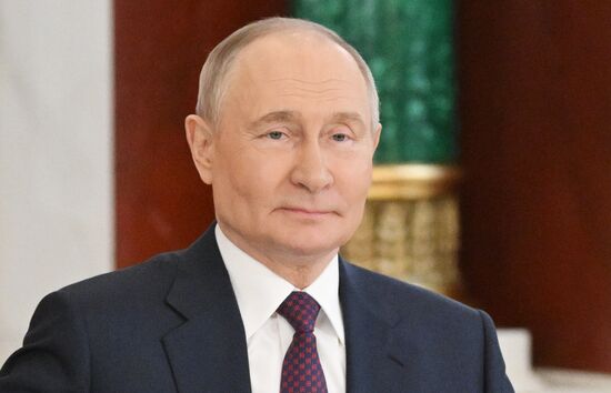 May 8, 2025. President of Russia Vladimir Putin during a ceremony of exchanging documents after Russia-China talks. Location: Russia, Moscow. Author: Alexei Danichev/Sputnik. President of China Xi Jinping's official visit to Russia