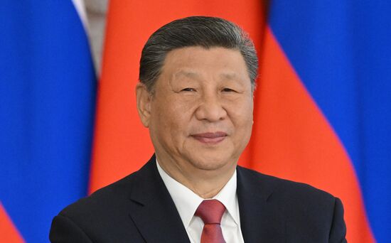 May 8, 2025. President of China Xi Jinping during a ceremony of exchanging documents after Russia-China talks. Location: Russia, Moscow. Author: Alexei Danichev/Sputnik. President of China Xi Jinping's official visit to Russia