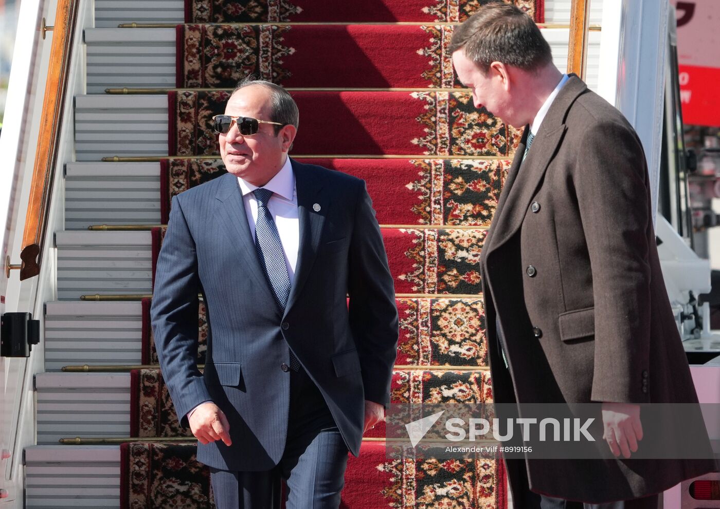 Arrival of President of the Arab Republic of Egypt Abdel Fattah el-Sisi in Moscow for 80th anniversary of Victory