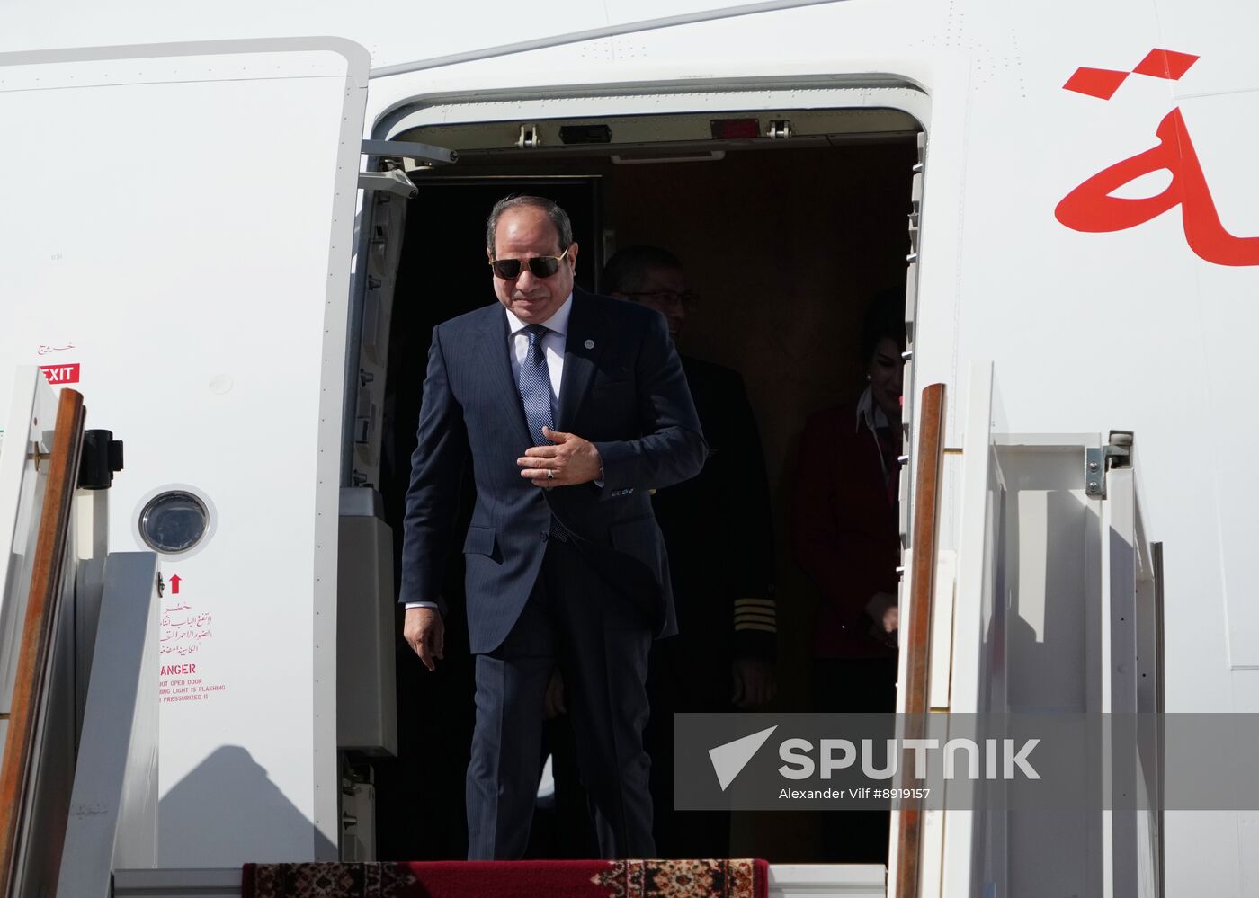 Arrival of President of the Arab Republic of Egypt Abdel Fattah el-Sisi in Moscow for 80th anniversary of Victory