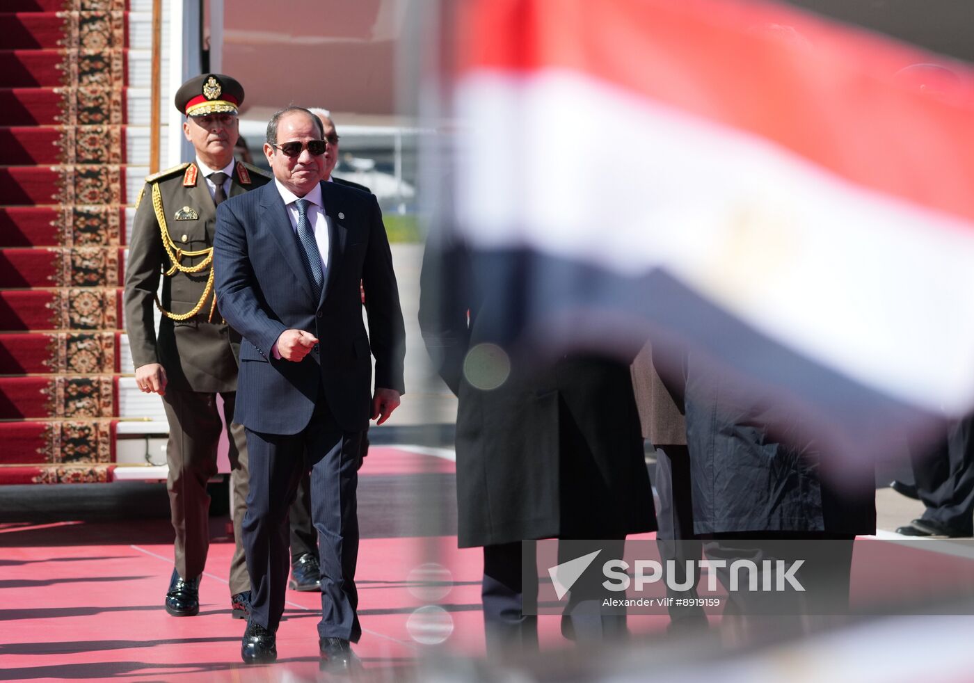 Arrival of President of the Arab Republic of Egypt Abdel Fattah el-Sisi in Moscow for 80th anniversary of Victory