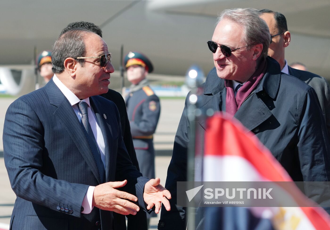 Arrival of President of the Arab Republic of Egypt Abdel Fattah el-Sisi in Moscow for 80th anniversary of Victory