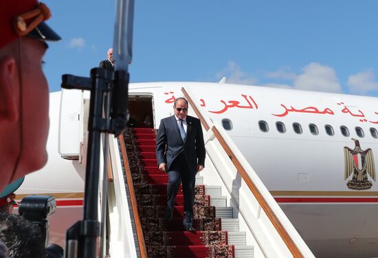 Arrival of President of the Arab Republic of Egypt Abdel Fattah el-Sisi in Moscow for 80th anniversary of Victory