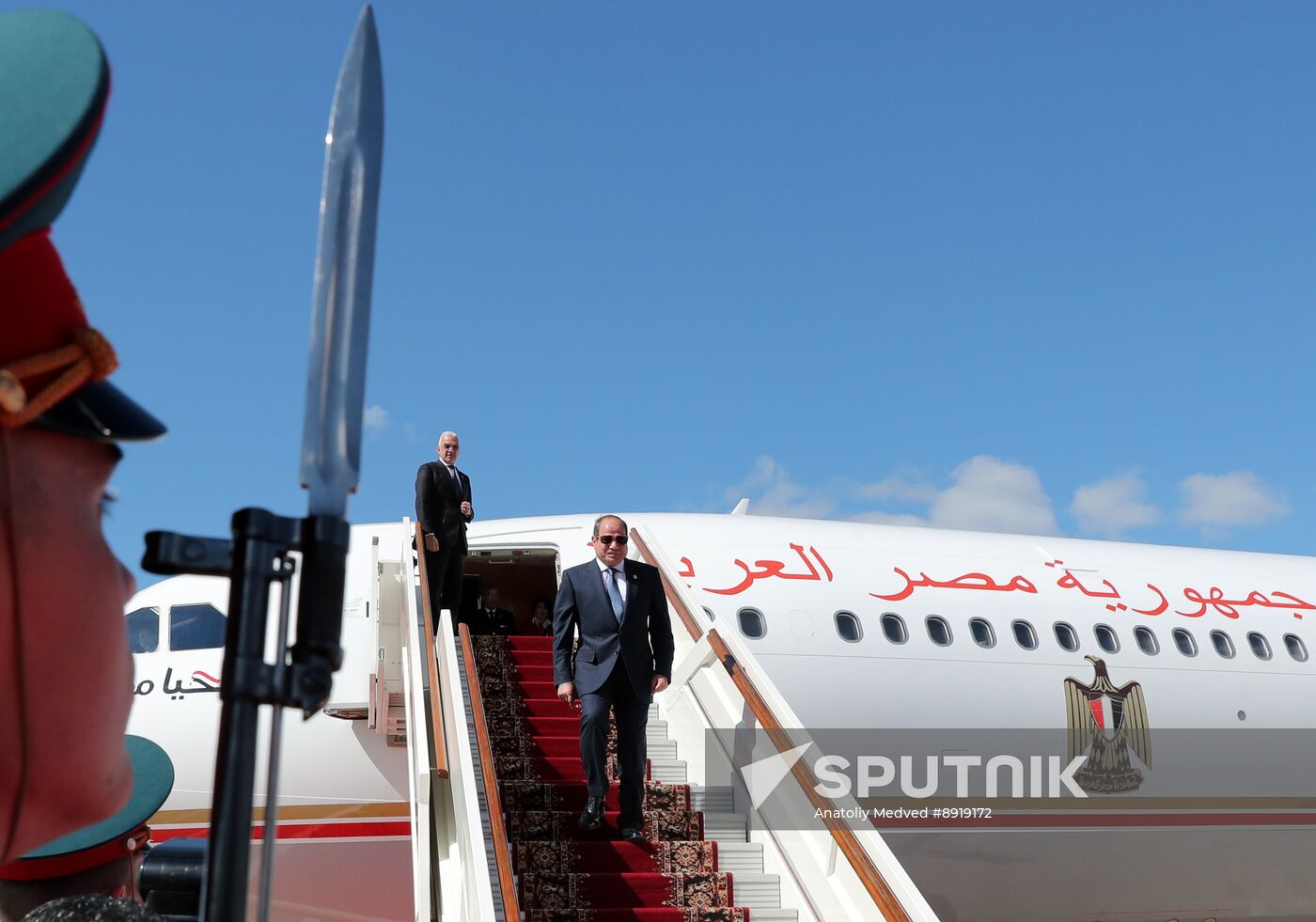 Arrival of President of the Arab Republic of Egypt Abdel Fattah el-Sisi in Moscow for 80th anniversary of Victory