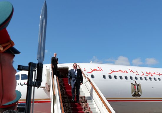 Arrival of President of the Arab Republic of Egypt Abdel Fattah el-Sisi in Moscow for 80th anniversary of Victory