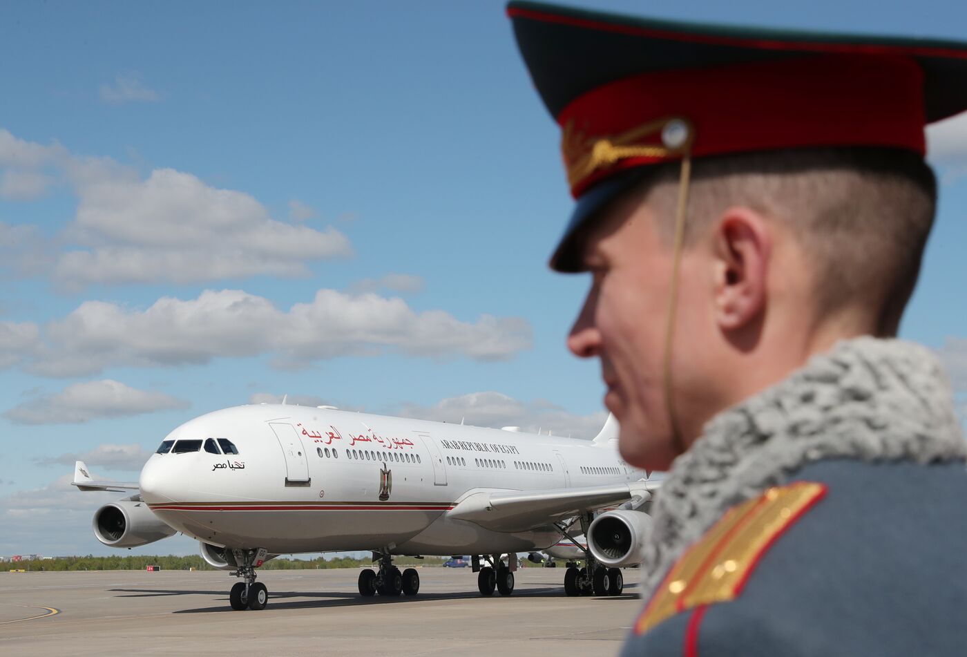 Arrival of President of the Arab Republic of Egypt Abdel Fattah el-Sisi in Moscow for 80th anniversary of Victory