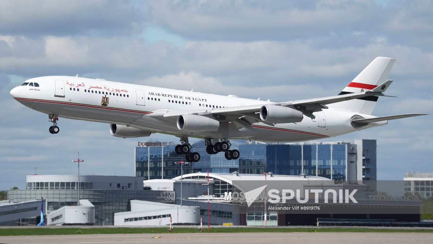 Arrival of President of the Arab Republic of Egypt Abdel Fattah el-Sisi in Moscow for 80th anniversary of Victory