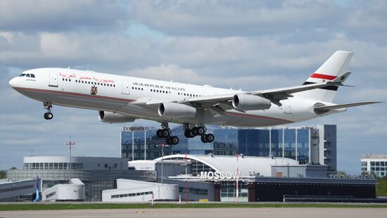 Arrival of President of the Arab Republic of Egypt Abdel Fattah el-Sisi in Moscow for 80th anniversary of Victory