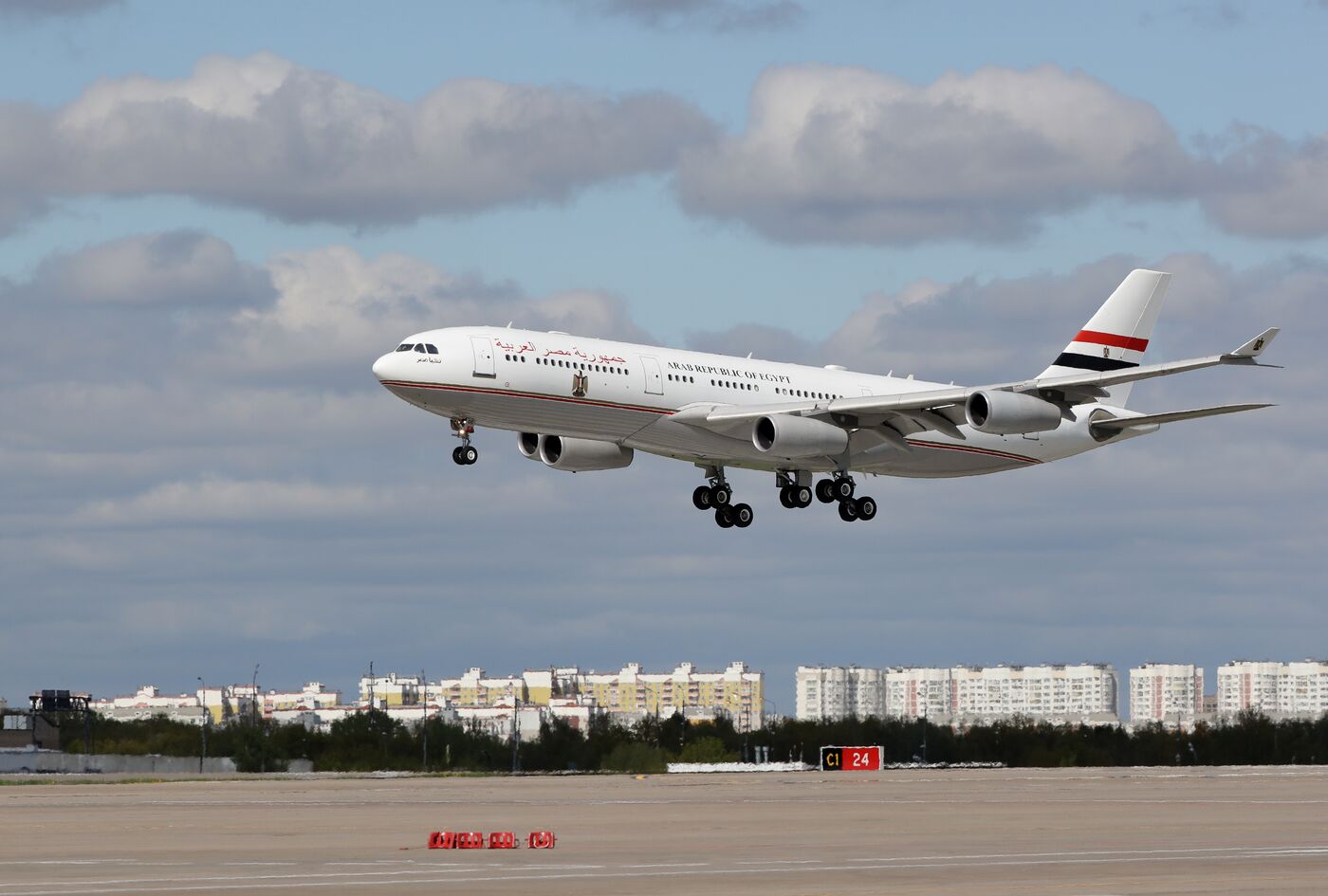 Arrival of President of the Arab Republic of Egypt Abdel Fattah el-Sisi in Moscow for 80th anniversary of Victory