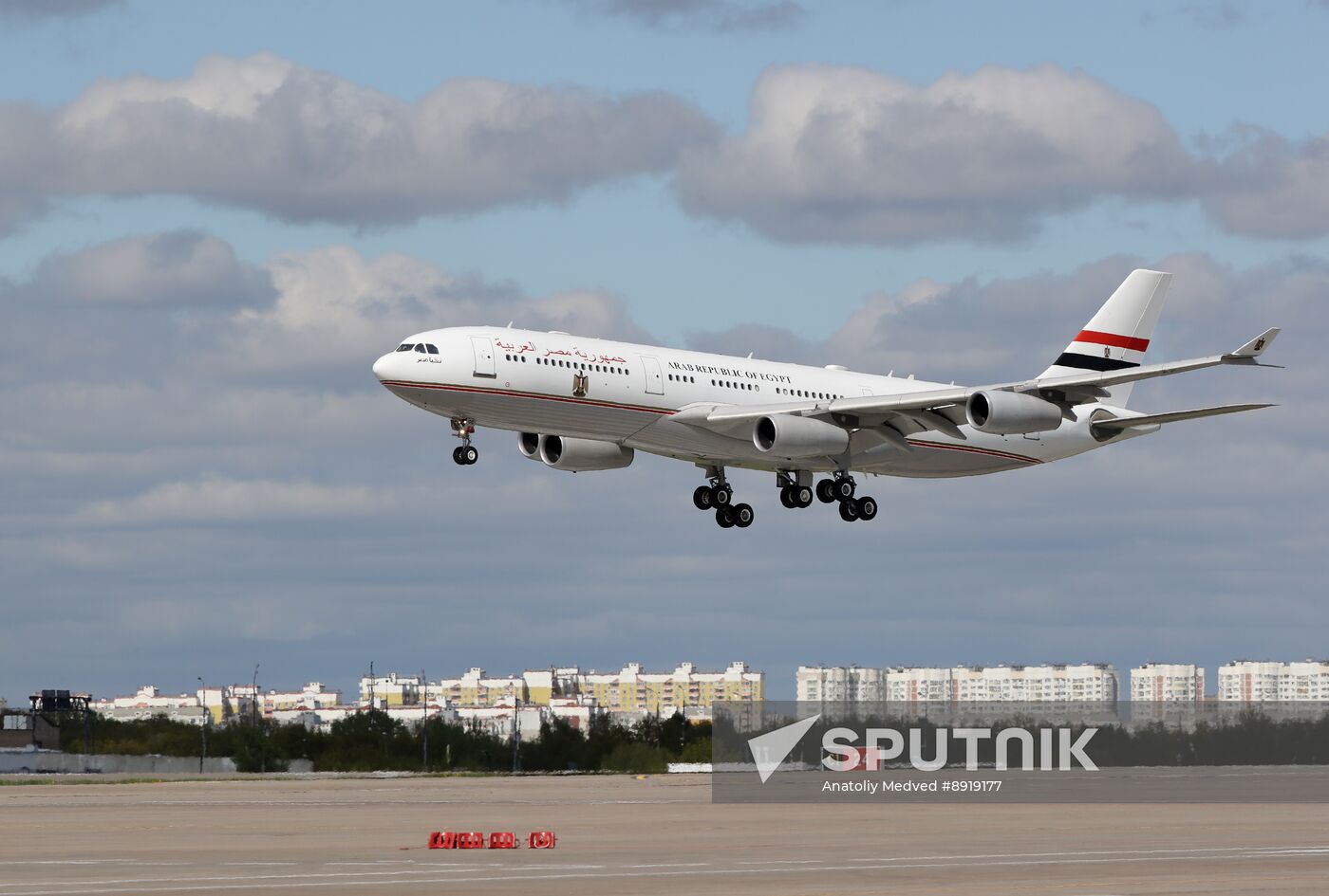 Arrival of President of the Arab Republic of Egypt Abdel Fattah el-Sisi in Moscow for 80th anniversary of Victory