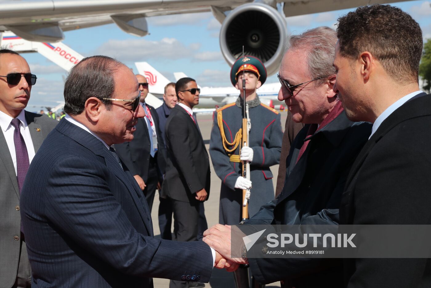 Arrival of President of the Arab Republic of Egypt Abdel Fattah el-Sisi in Moscow for 80th anniversary of Victory