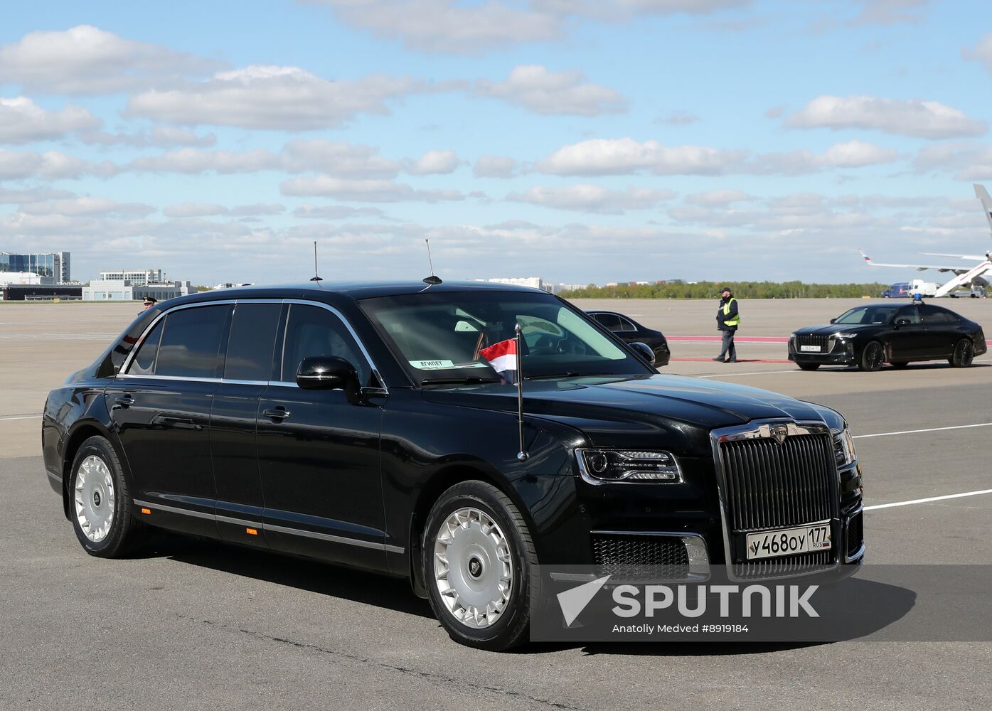 Arrival of President of the Arab Republic of Egypt Abdel Fattah el-Sisi in Moscow for 80th anniversary of Victory