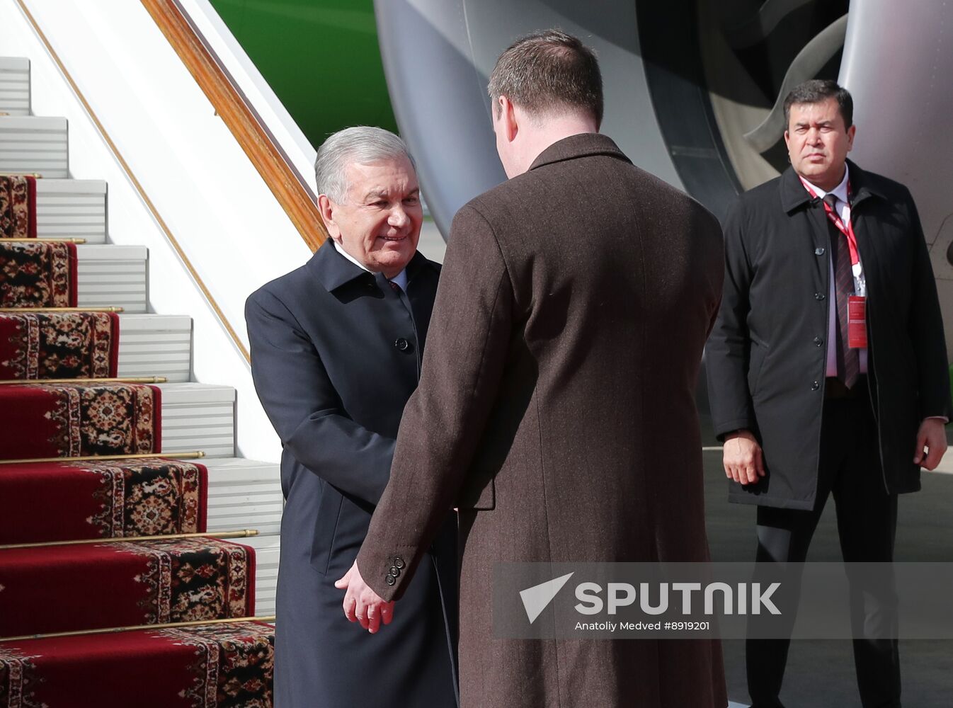 Arrival of President of Uzbekistan Shavkat Mirziyoyev in Moscow for 80th anniversary of Victory
