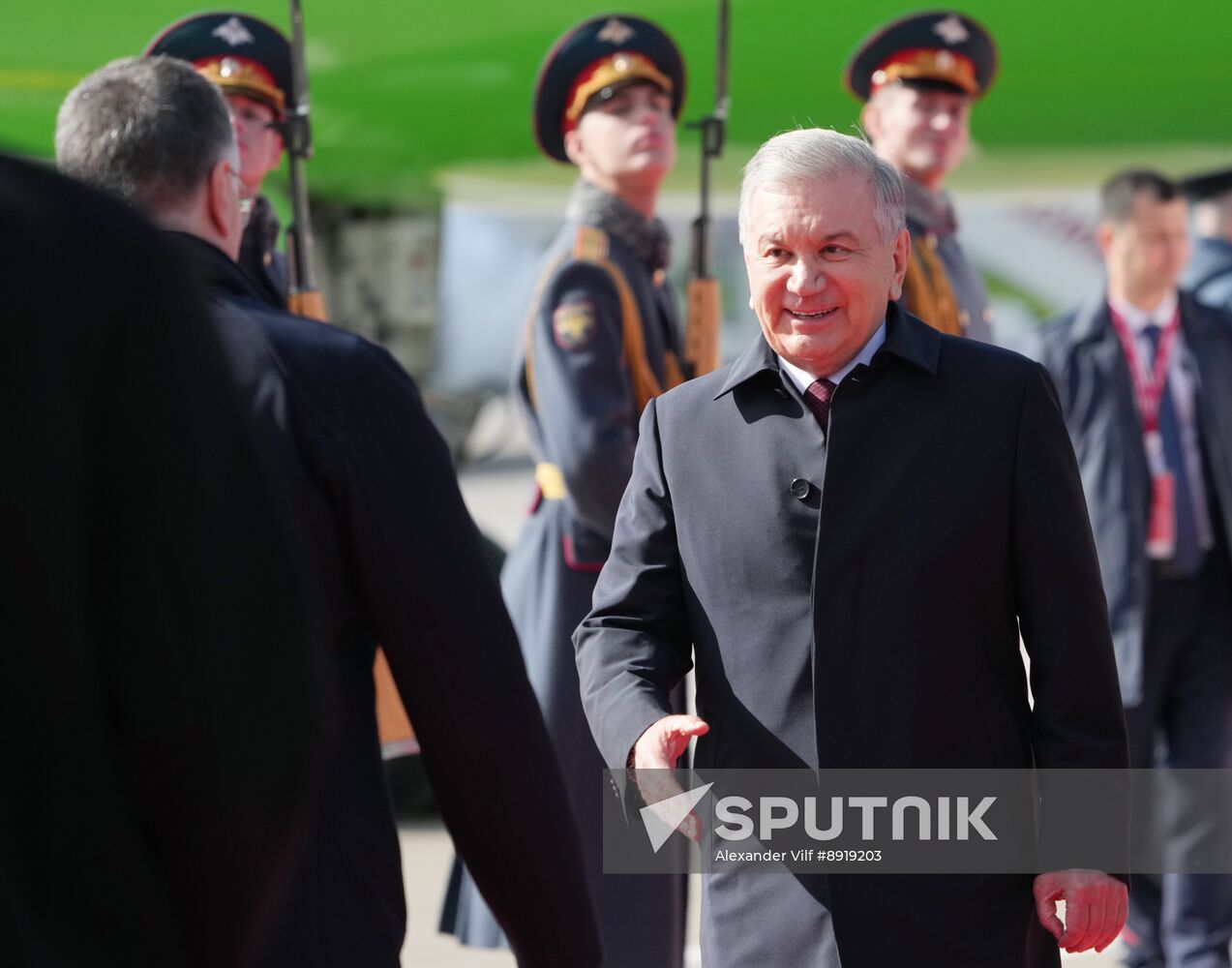 Arrival of President of Uzbekistan Shavkat Mirziyoyev in Moscow for 80th anniversary of Victory