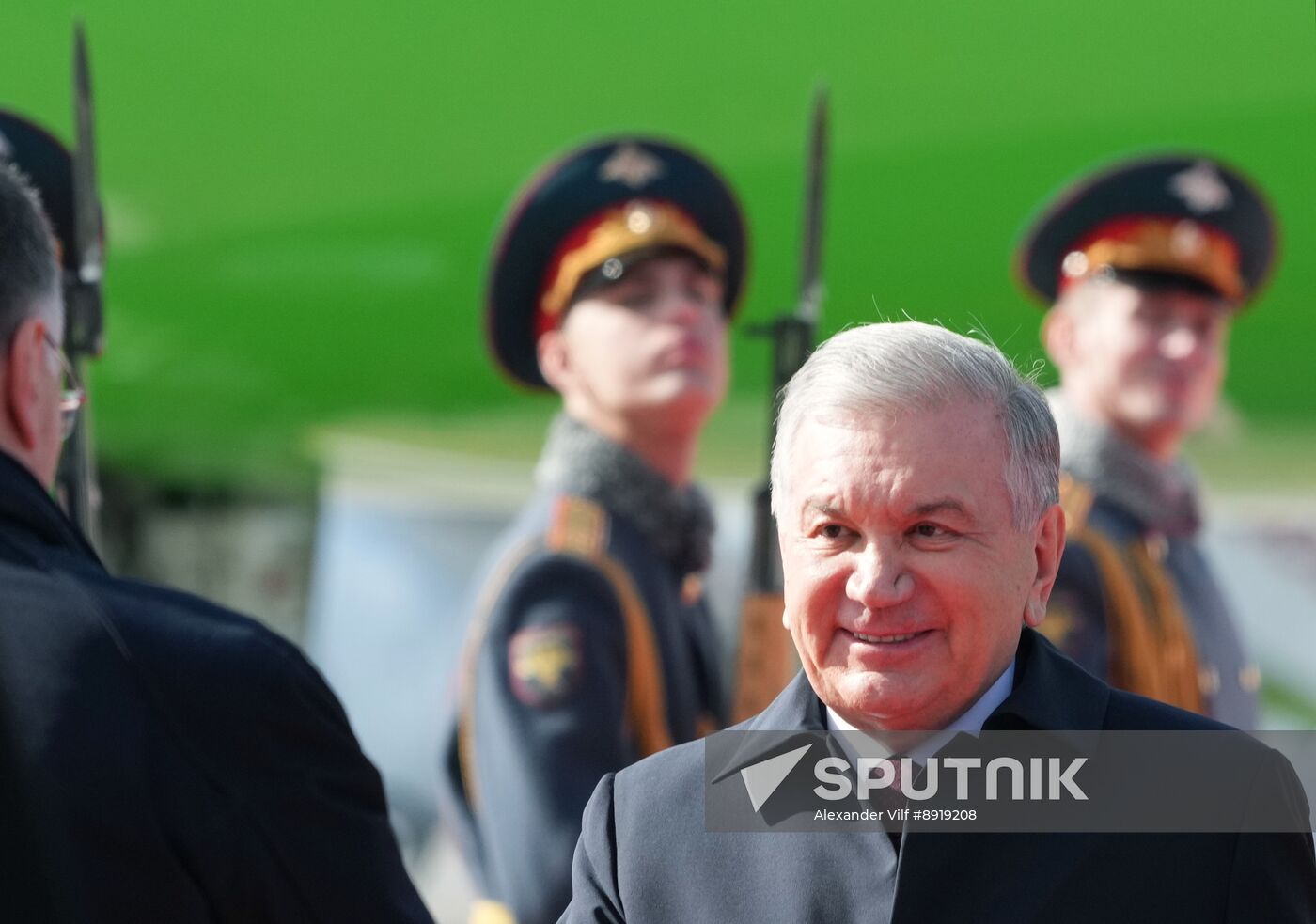 Arrival of President of Uzbekistan Shavkat Mirziyoyev in Moscow for 80th anniversary of Victory